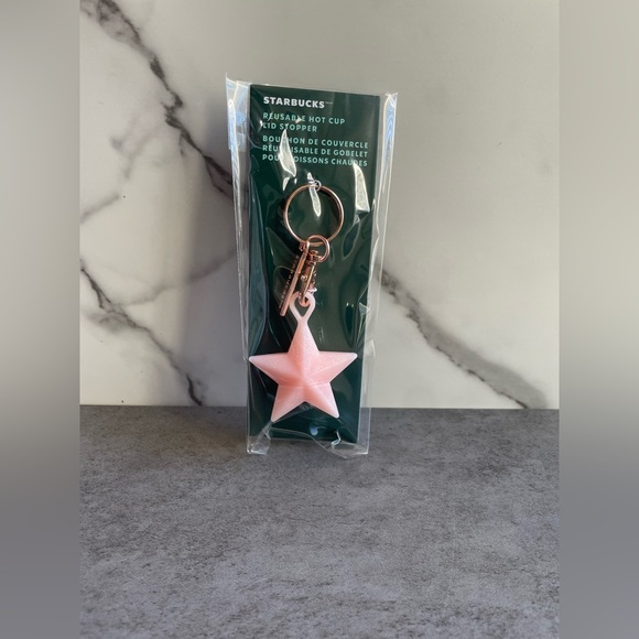 Starbucks Holiday 2023 Pink Reusable Star Keychain/Silicone Hot Cup Lid Stopper - Picture 9 of 9